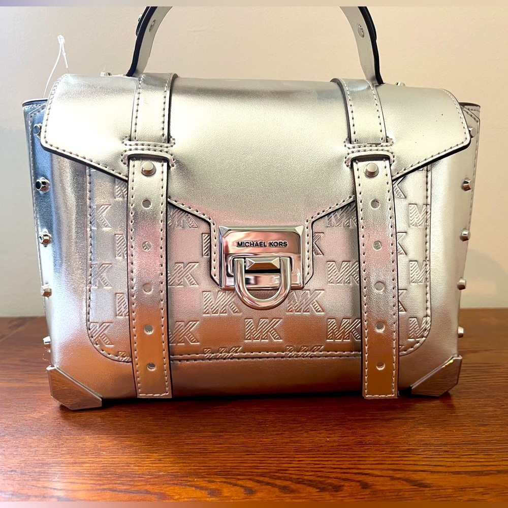 Michael Kors Manhattan Crossbody Purse Metallic Mirror - no dust bag